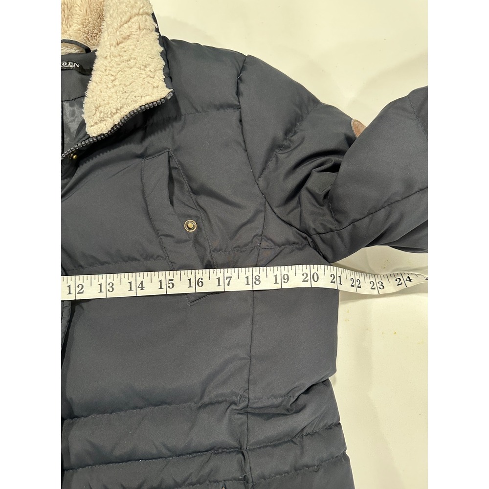 Lauren Ralph Lauren Puffer Jacket Faux Fur Collar Quilted Black Size M‎ - Picture 6 of 7